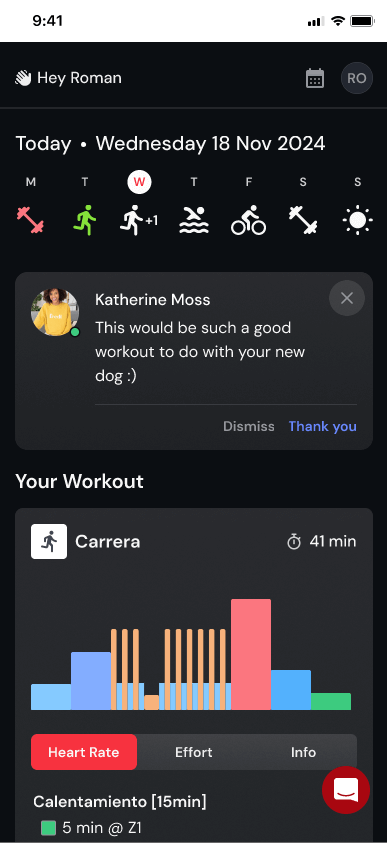 EVEN Labs day view with coach message